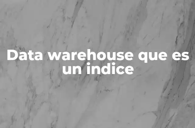Data Warehouse que es un Indice