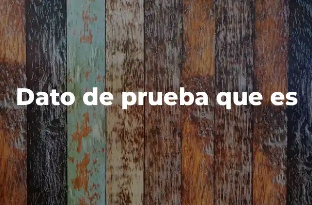 Dato de Prueba que es
