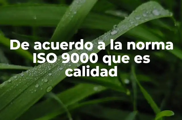 De Acuerdo a la Norma Iso 9000 que es Calidad 2 Fundamentos de la gestión de calidad según ISO 9000