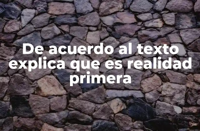 La importancia de interpretar correctamente el concepto de realidad primera