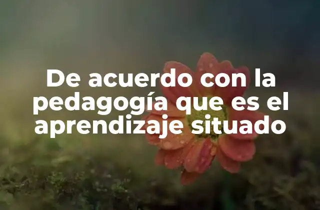 De Acuerdo con la Pedagogía que es el Aprendizaje Situado