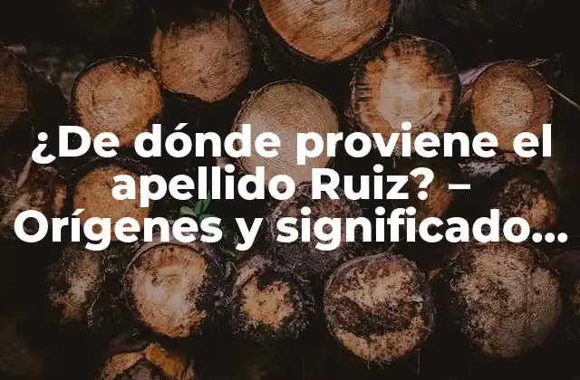 ¿de Dónde Proviene el Apellido Ruiz? – Orígenes y Significado Del Apellido Más Común en España