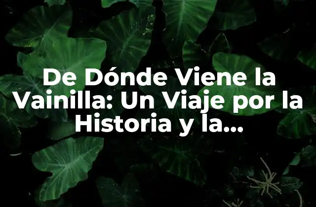 Orígenes de la Vainilla: La Historia detrás de la Especie