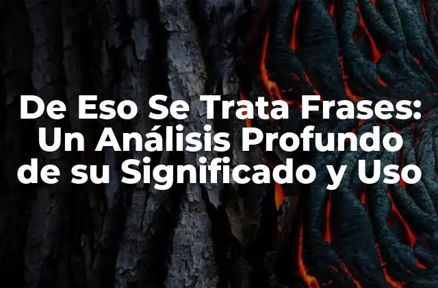 De Eso Se Trata Frases: un Análisis Profundo de Su Significado y Uso