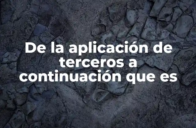 De la Aplicación de Terceros a Continuación que es