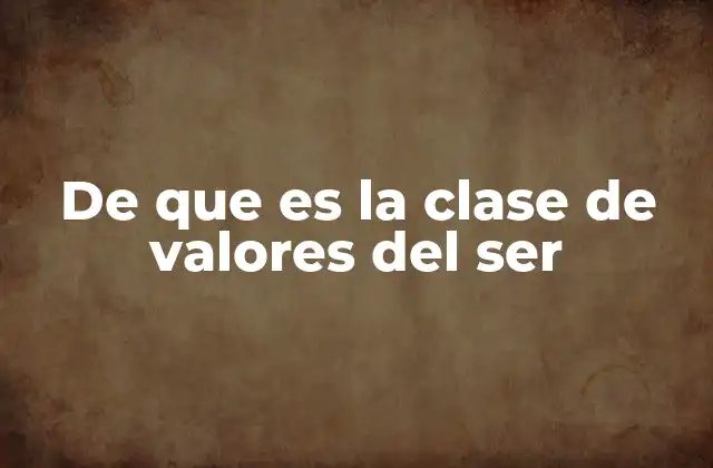 De que es la Clase de Valores Del Ser