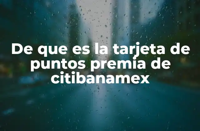 De que es la Tarjeta de Puntos Premia de Citibanamex