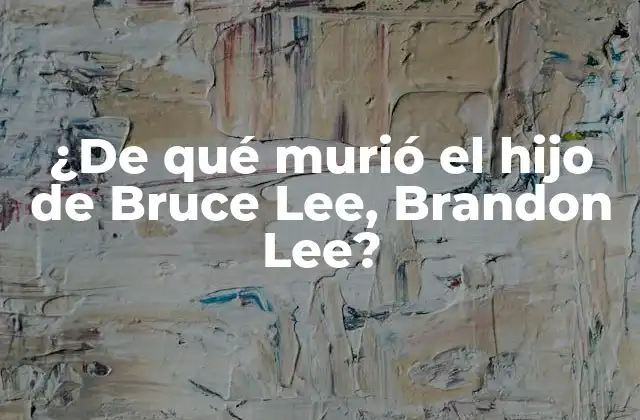 ¿de Qué Murió el Hijo de Bruce Lee, Brandon Lee? 2 La vida y la carrera de Brandon Lee