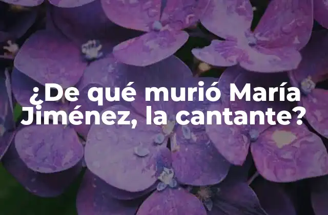 ¿de Qué Murió María Jiménez, la Cantante?
