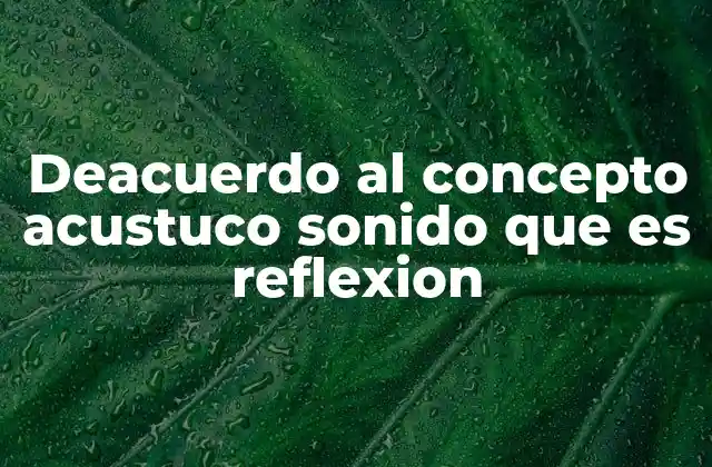 Deacuerdo Al Concepto Acustuco Sonido que es Reflexion