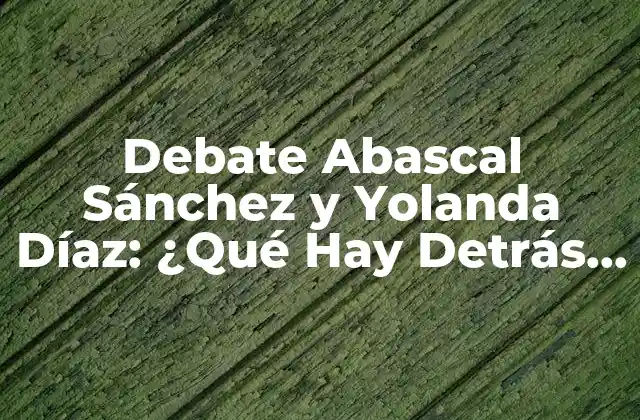 Debate Abascal Sánchez y Yolanda Díaz: ¿qué Hay Detrás de la Polémica?