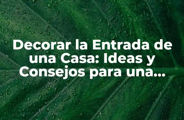 Decorar la Entrada de una Casa: Ideas y Consejos para una Primera Impresión Inolvidable