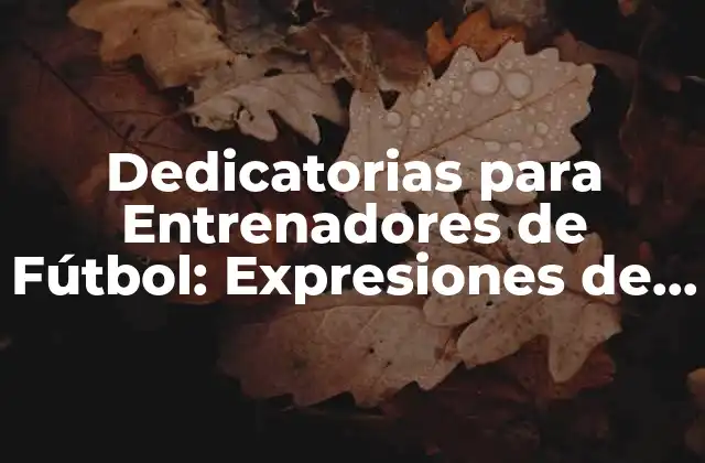 Dedicatorias para Entrenadores de Fútbol: Expresiones de Agradecimiento y Reconocimiento