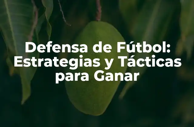 Defensa de Fútbol: Estrategias y Tácticas para Ganar