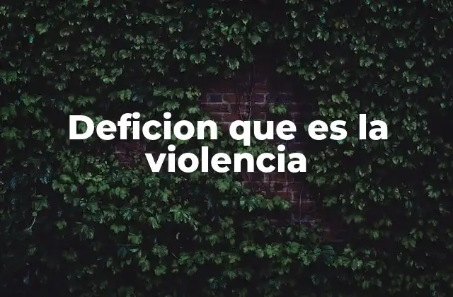 Deficion que es la Violencia