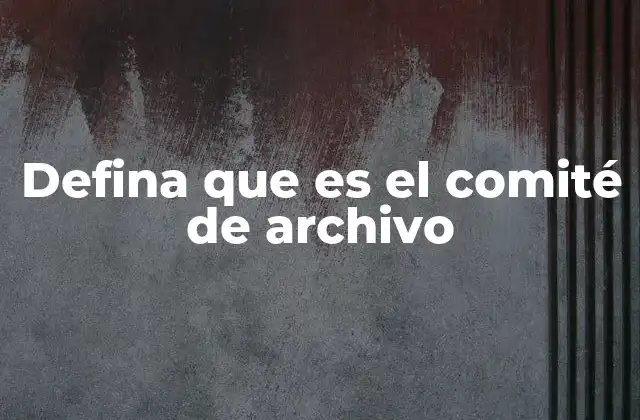 Defina que es el Comité de Archivo