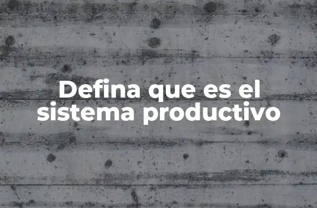 Defina que es el Sistema Productivo