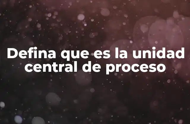Defina que es la Unidad Central de Proceso