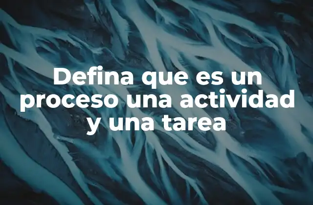 Defina que es un Proceso una Actividad y una Tarea 2 Cómo se relacionan los elementos del trabajo organizacional