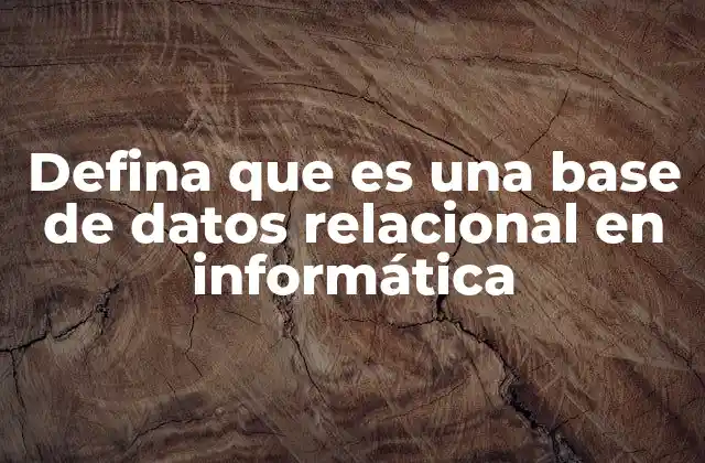 Defina que es una Base de Datos Relacional en Informática