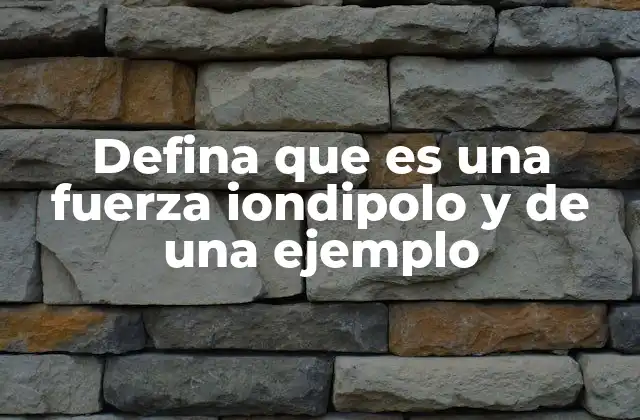 Defina que es una Fuerza Iondipolo y de una Ejemplo