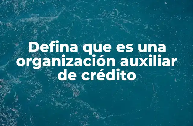 Defina que es una Organización Auxiliar de Crédito