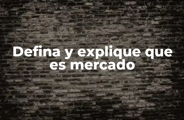 Defina y Explique que es Mercado