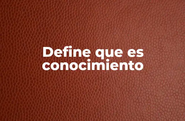 Define que es Conocimiento