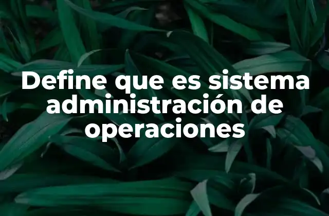 Define que es Sistema Administración de Operaciones 2 El rol del sistema de operaciones en la gestión empresarial