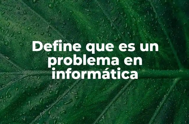 Define que es un Problema en Informática