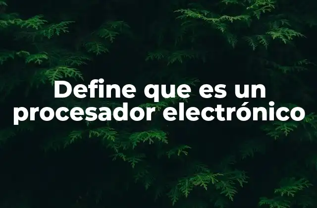 Define que es un Procesador Electrónico