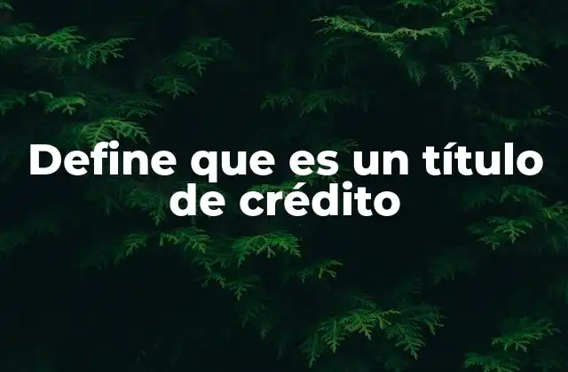 Define que es un Título de Crédito