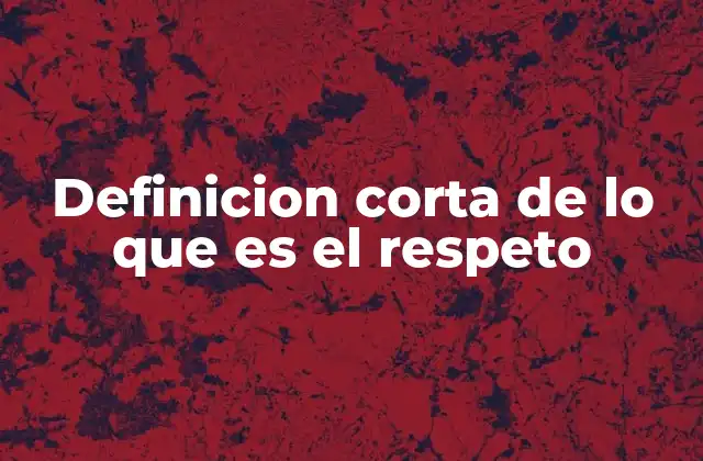 Definicion Corta de Lo que es el Respeto