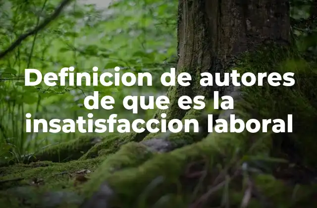 Definicion de Autores de que es la Insatisfaccion Laboral