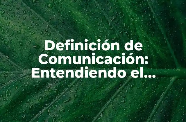 Definición de Comunicación: Entendiendo el Proceso de Intercambio de Información