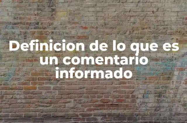 Definicion de Lo que es un Comentario Informado