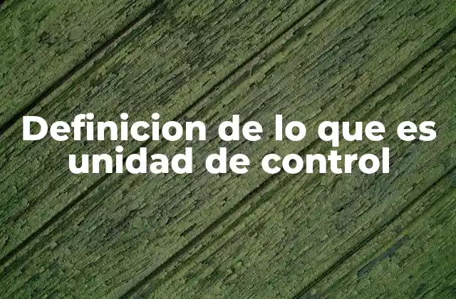 Definicion de Lo que es Unidad de Control