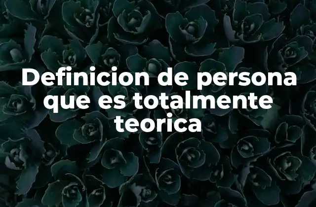 Definicion de Persona que es Totalmente Teorica