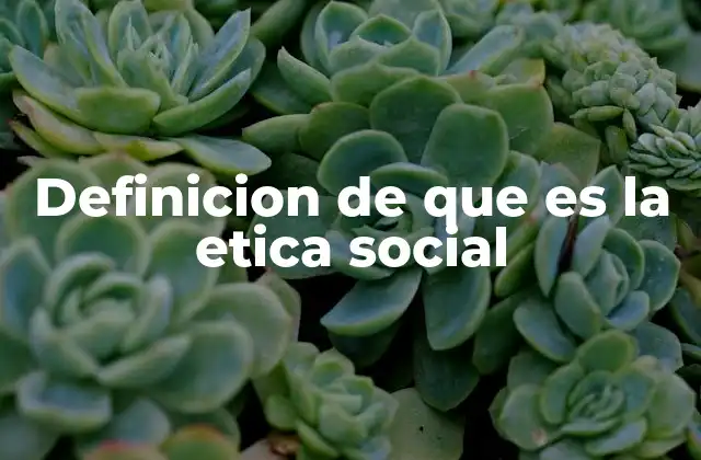 Definicion de que es la Etica Social