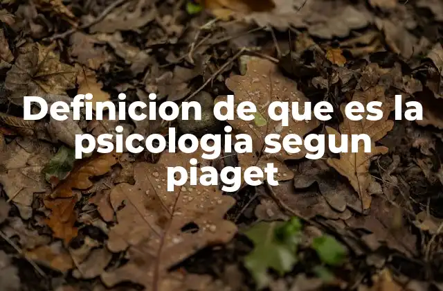 Definicion de que es la Psicologia Segun Piaget