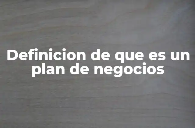 Definicion de que es un Plan de Negocios
