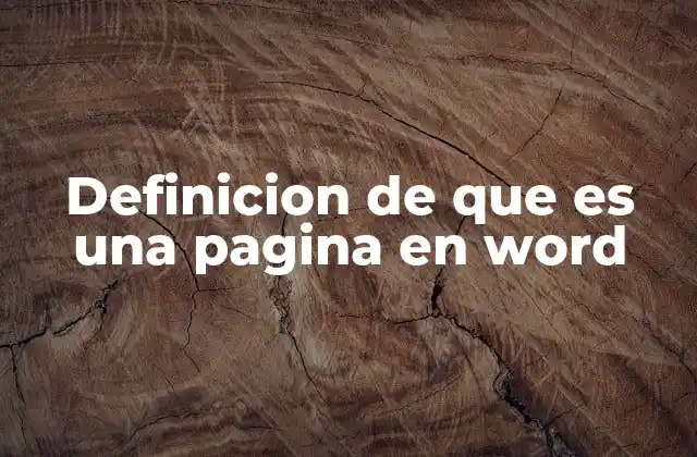 Definicion de que es una Pagina en Word
