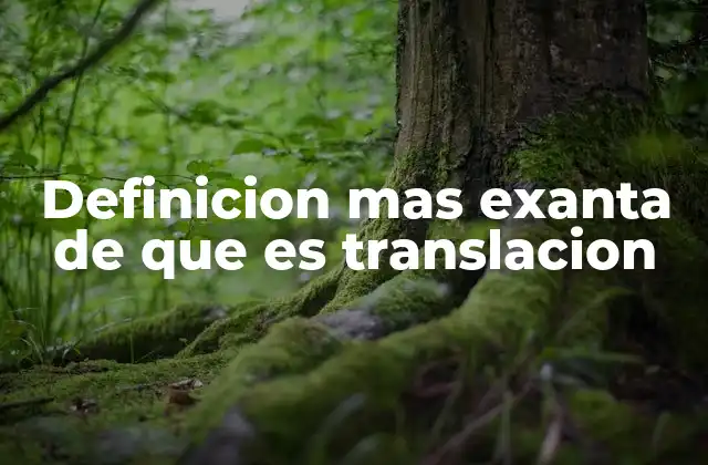 Definicion mas Exanta de que es Translacion 2 La translación en el contexto de las transformaciones geométricas