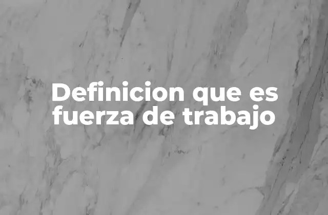 Definicion que es Fuerza de Trabajo