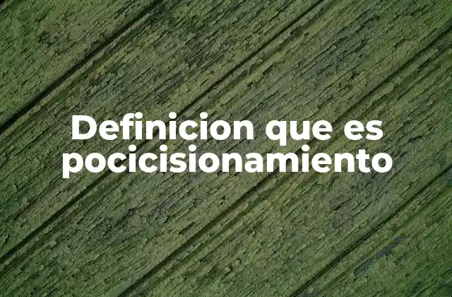 Definicion que es Pocicisionamiento