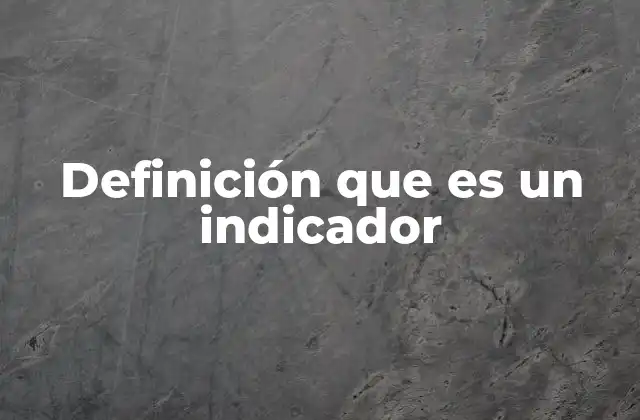 Definición que es un Indicador