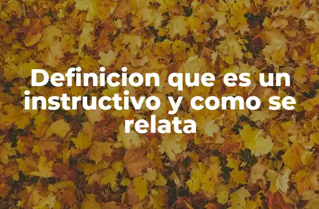 Definicion que es un Instructivo y como Se Relata