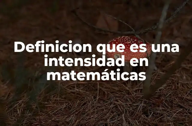 Definicion que es una Intensidad en Matemáticas