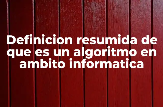 Definicion Resumida de que es un Algoritmo en Ambito Informatica