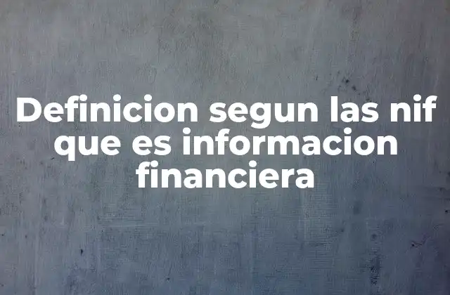 Definicion Segun las Nif que es Informacion Financiera